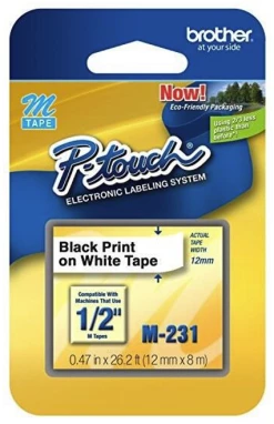 M231 | Original Brother 1/2 - Inch Tape - Black On White