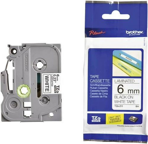 TZE211 | Original Brother 6mm Label Tape - Black On White 3 TZE211 | Original Brother 6mm Label Tape - Black On White