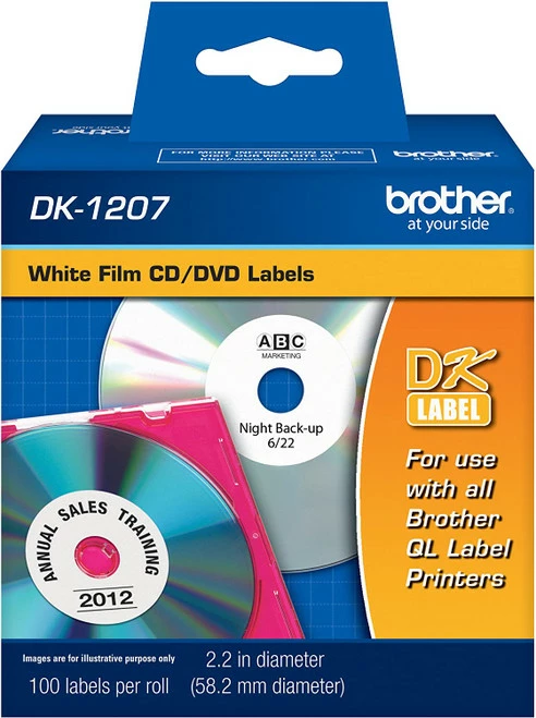 DK-1207 | Original Brother CD / DVD Film Paper Labels - White 3 DK-1207 | Original Brother CD / DVD Film Paper Labels - White