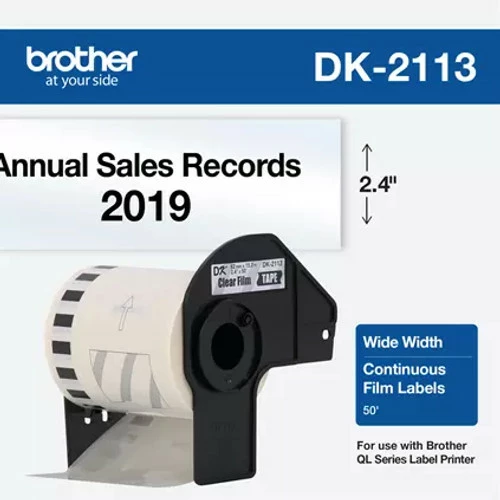 DK-2113 | Original Brother Continuous Length Film Label Tape - Black On Clear 3 DK-2113 | Original Brother Continuous Length Film Label Tape - Black On Clear