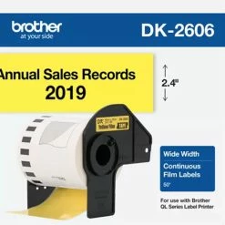 DK-2606 | Original Brother Continuous Length Film Label Tape - Black On Yellow