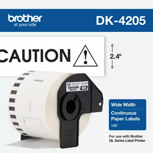 DK-4205 | Original Brother Removable Continuous Length Paper Label Tape - Black On White 3 DK-4205 | Original Brother Removable Continuous Length Paper Label Tape - Black On White