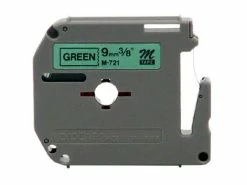 M-721 | Original Brother Non-Laminated Tape For P-touch, 0.35" X 26.2 Ft - Black On Green