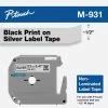 M-931 | Original Brother Non-Laminated Tape For P-touch, 0.47" X 26.2 Ft - Black On Silver
