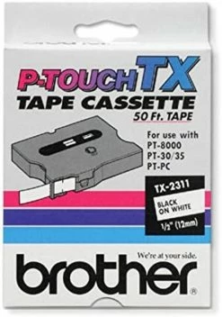 TX-1311 | Original Brother Tape Cartridge For P-Touch Labelers, 0.47" X 50 Ft - Black On Clear