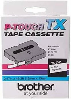 TX-2511 | Original Brother Tape Cartridge For P-Touch Labelers, 0.94" X 50 Ft - Black On White