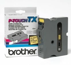 TX-6511 | Original Brother Tape Cartridge For P-Touch Labelers, 0.94" X 50 Ft - Black On Yellow